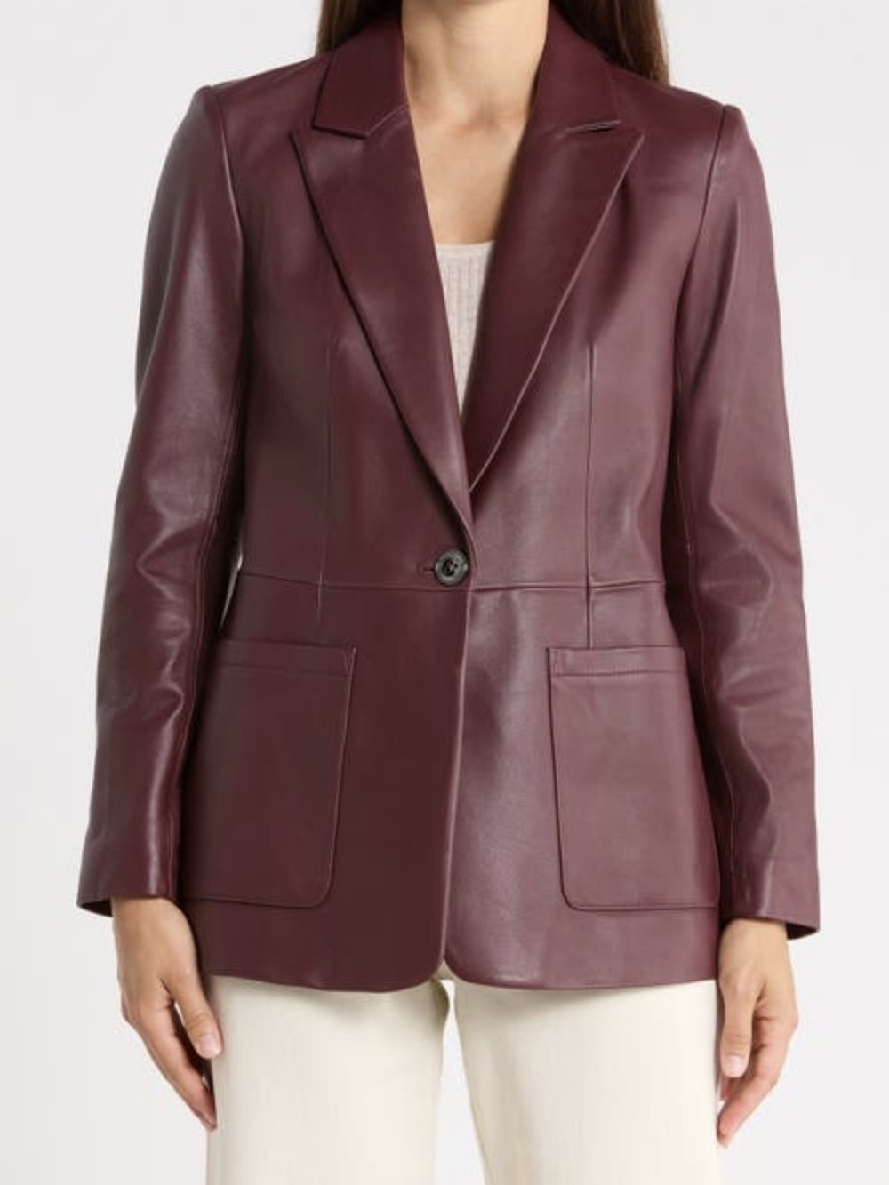 Michael Kors Merlot Leather Blazer Jacket